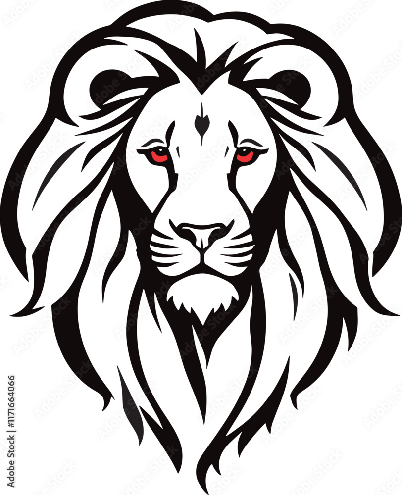 Fototapeta premium Lion head Silhouette vector style, lion head logo design, Lion emblem vector, illustration in black and white color, isolated on white background