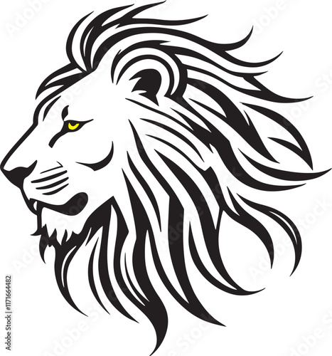 Lion head Silhouette vector style, lion head logo design, Lion emblem vector, illustration in black and white color, isolated on white background