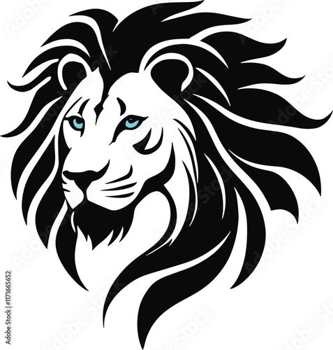 Lion head Silhouette vector style, lion head logo design, Lion emblem vector, illustration in black and white color, isolated on white background photo