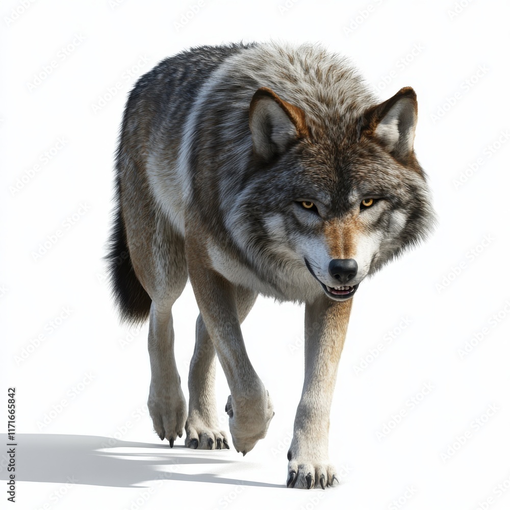 Obraz premium 3D Wolf Isolated and White Background