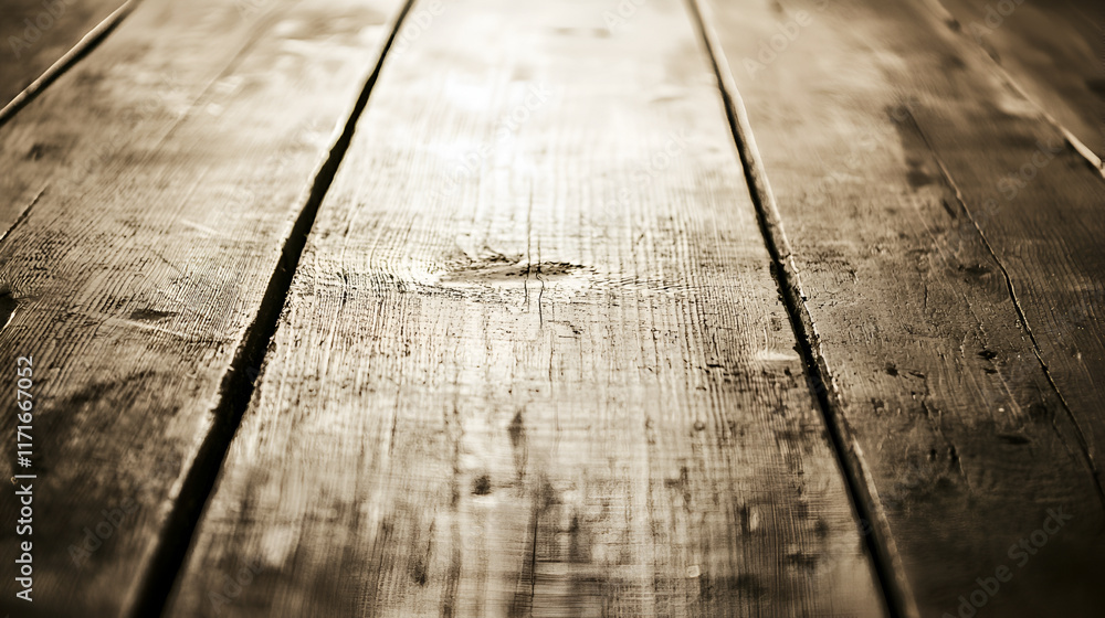 Obraz premium Weathered Timber Texture: An intimate shot of weathered wooden planks reveals the textures, grains, and the passage of time in a rich, earthy palette.