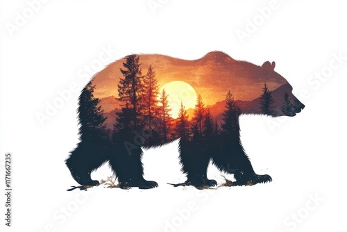 Bear Silhouette Vector Silhouette Design Isolated on White Background