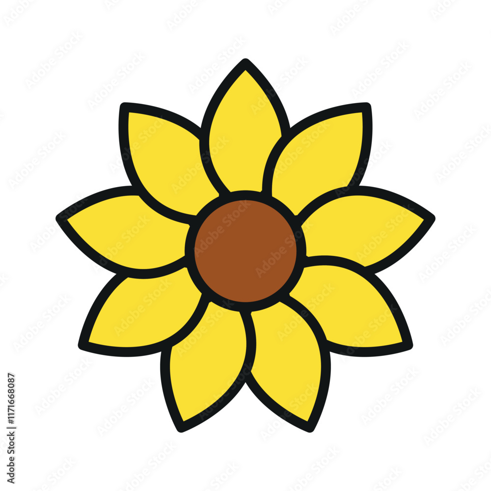 Sunflower flower icon showcases a vibrant and lively look Sunflower flower icon showcases a vibrant and lively look