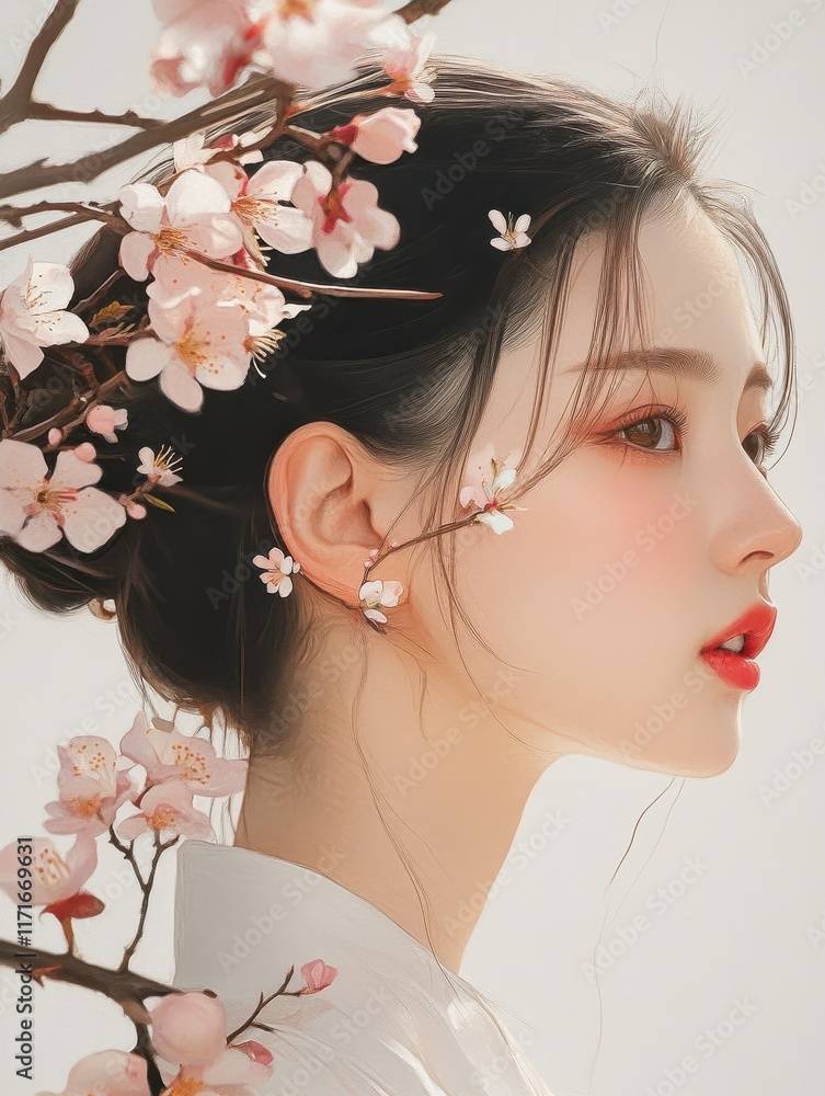 Fototapeta premium AI generates illustrations peach blossom