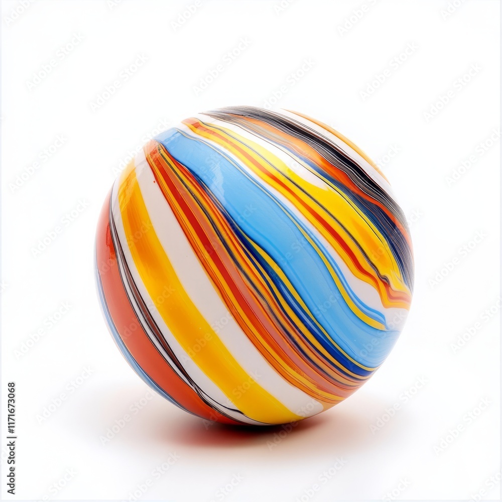 Colorful Glass Marble with Swirling Patterns Isolated on a white background Colorful Glass Marble with Swirling Patterns Isolated on a white background