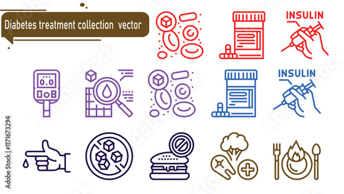 Diabetes treatment collection  vector