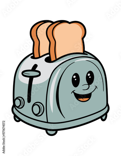 Colored illustration of a vintage toaster