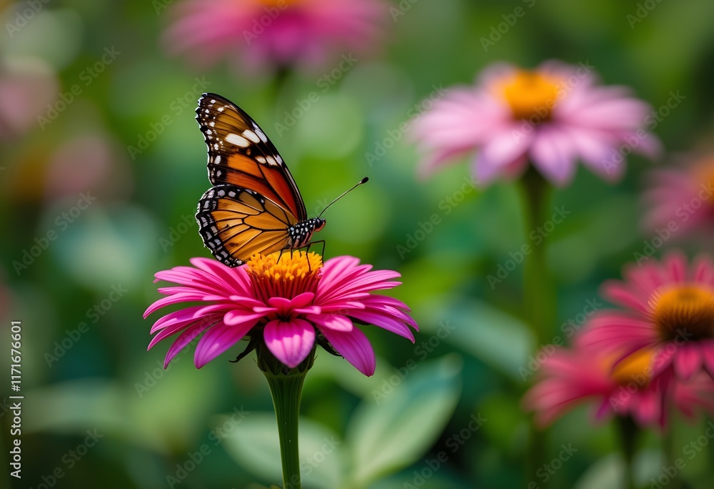 Naklejka premium monarch butterfly on flower