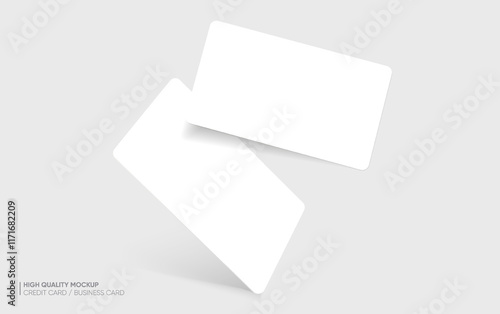 Business card mockup for your design template. Blank empty credit card mockup. Blank white gift card paper placeholder mockup