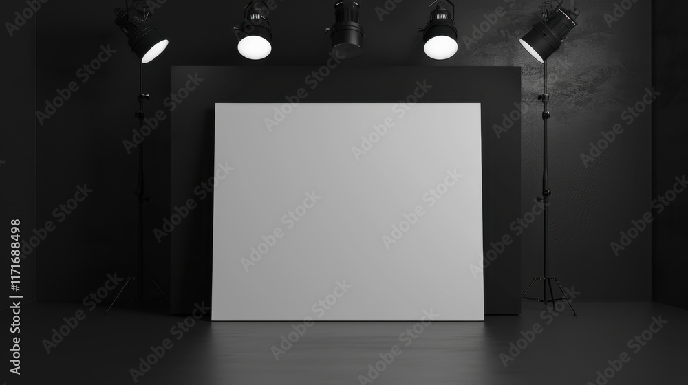 blank white canvas on wall with spotlight blank white canvas on wall with spotlight