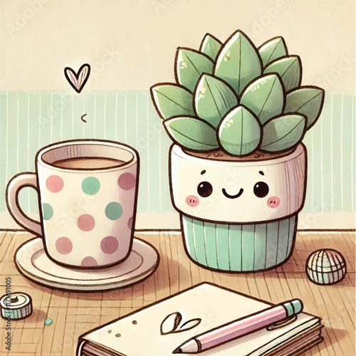 CUTE COFFEE STILL LIFE DESIGN IN VECTOR