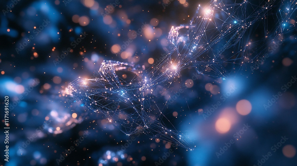 Abstract blue and orange glowing network connections. Abstract blue and orange glowing network connections.