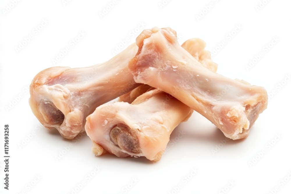 Three chicken bones are on a white background Three chicken bones are on a white background