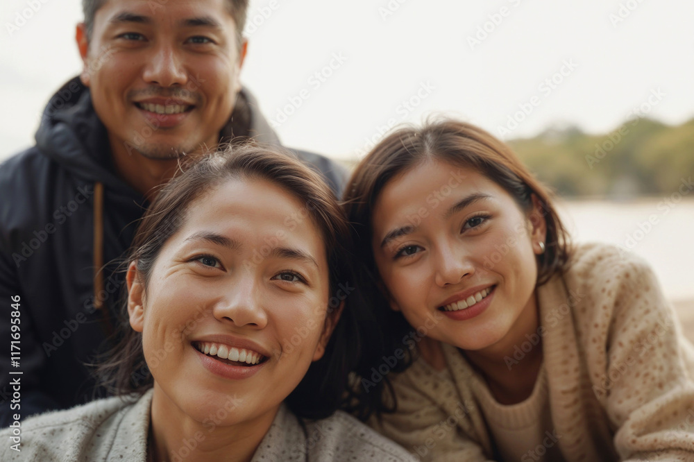 Face of happy Asian women and Asian man are smiling at the camera. Scene is happy and friendly Face of happy Asian women and Asian man are smiling at the camera. Scene is happy and friendly