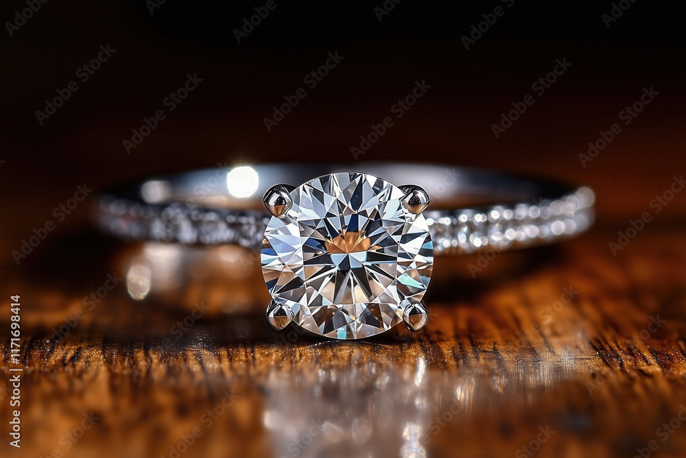 Fototapeta premium Solitaire engagement ring with radiant diamond