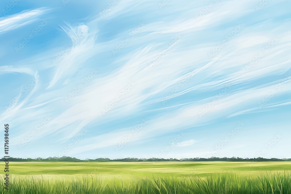 Obraz premium Field of grass with a clear blue sky in the background