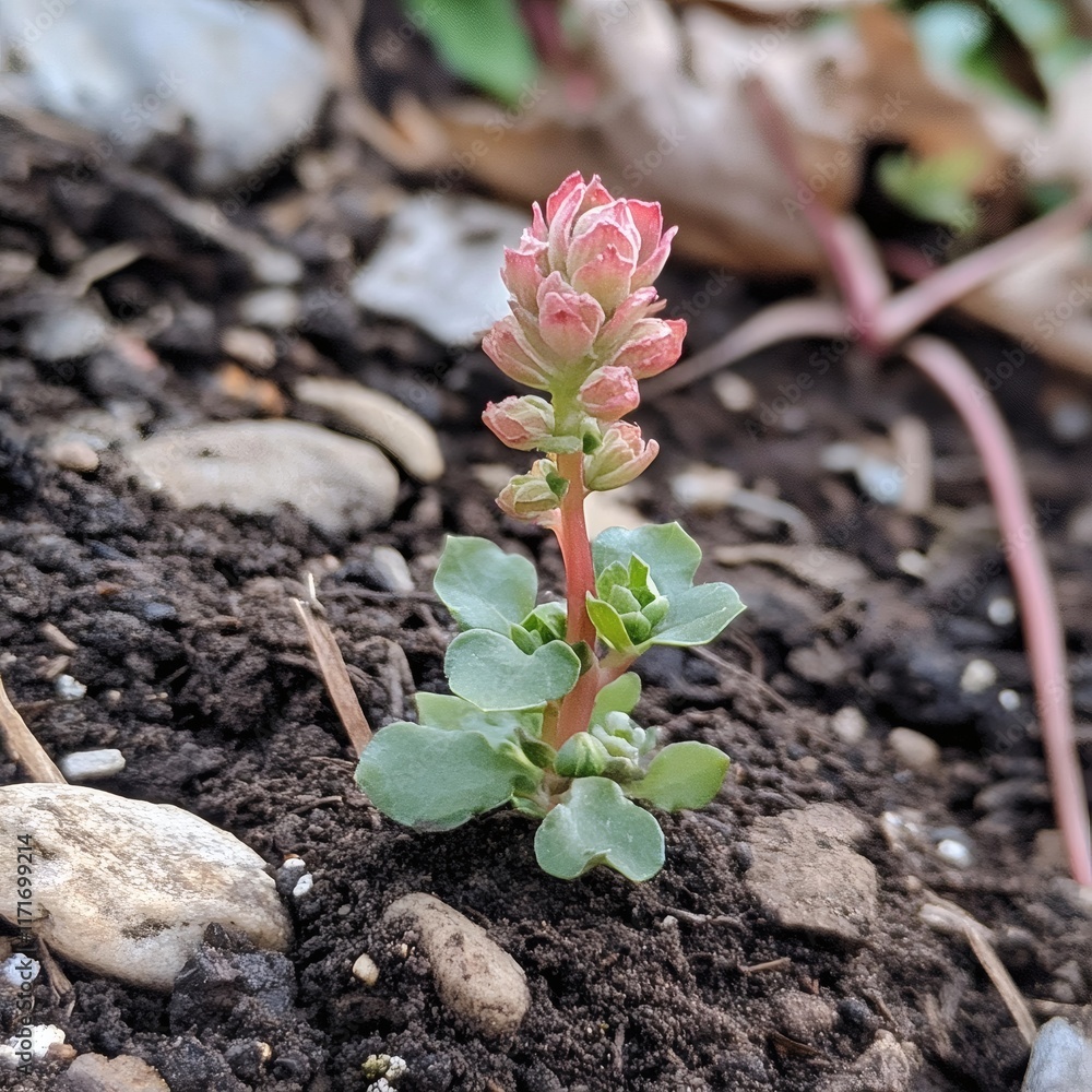 Young plant springing up out of the soil Young plant springing up out of the soil