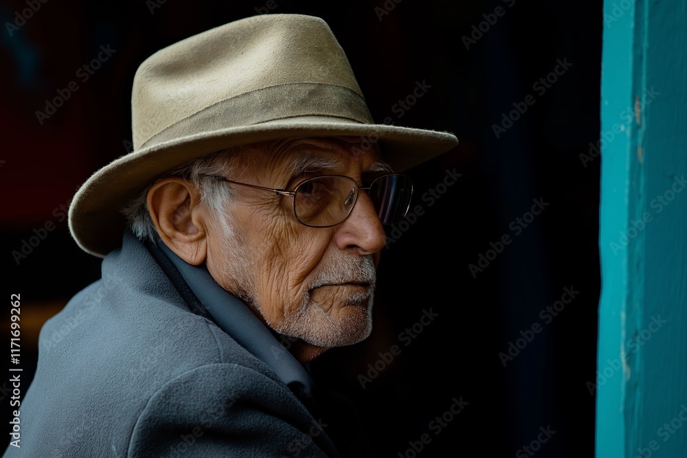 An elderly man wearing glasses and a hat reflects deeply while looking pensively off to the side. An elderly man wearing glasses and a hat reflects deeply while looking pensively off to the side.