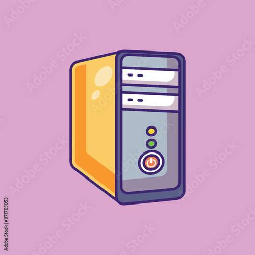 Cpu Case Cartoon Vector Icon Illustration. Computer hardware object icon concept. Flat cartoon illustration.
