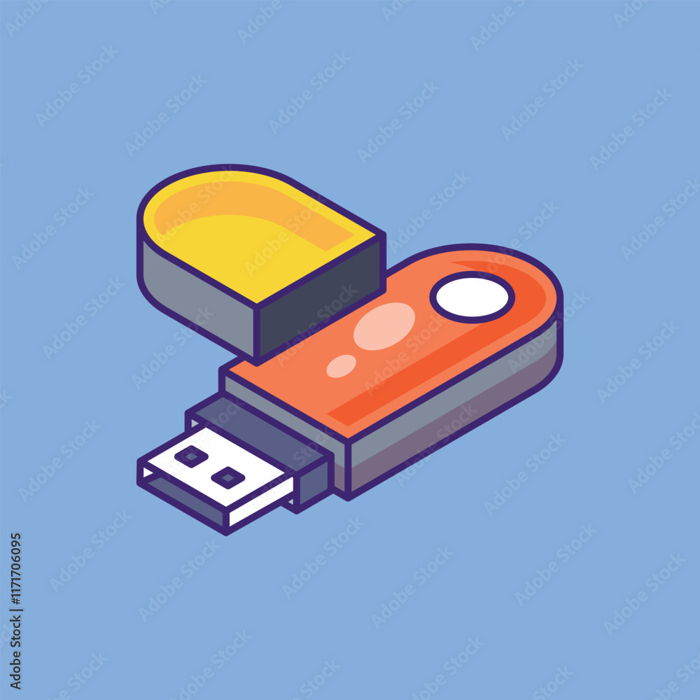 Usb drive Cartoon Vector Icon Illustration. Computer hardware object icon concept. Flat cartoon illustration. Usb drive Cartoon Vector Icon Illustration. Computer hardware object icon concept. Flat cartoon illustration.
