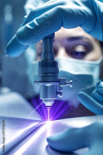 scientist working in laboratory with a laser