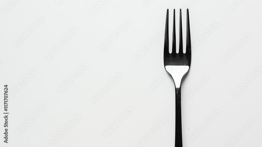 Elegant Black Fork on White Background Perfect for Dining Setting Elegant Black Fork on White Background Perfect for Dining Setting