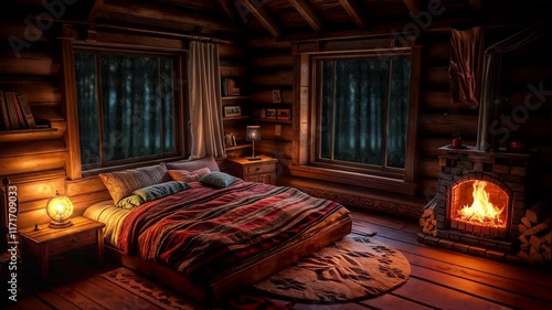 Cozy cabin in the middle of the forest