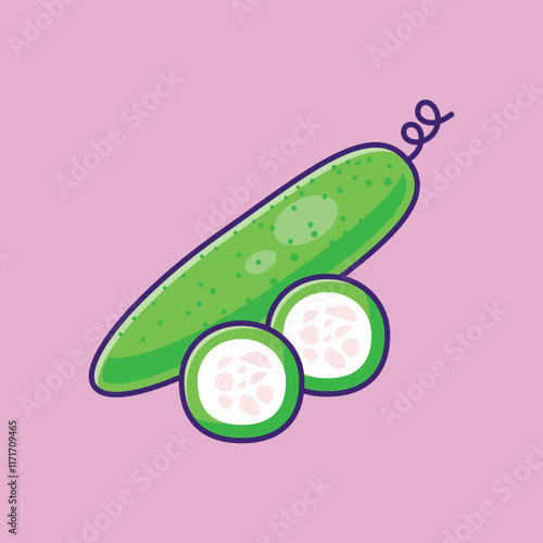 Cucumber Vector Icon Illustration. Vegetables object icon concept. Flat cartoon illustration.