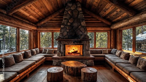 Cozy cabin in the middle of the forest