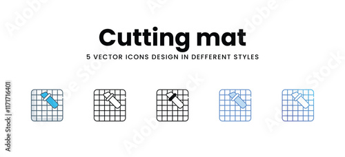 Cutting mat icons different style vector stock illustration