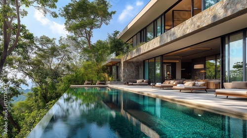 Elegant Hilltop Resort with Luxurious Pool and Modern Design Aesthetic