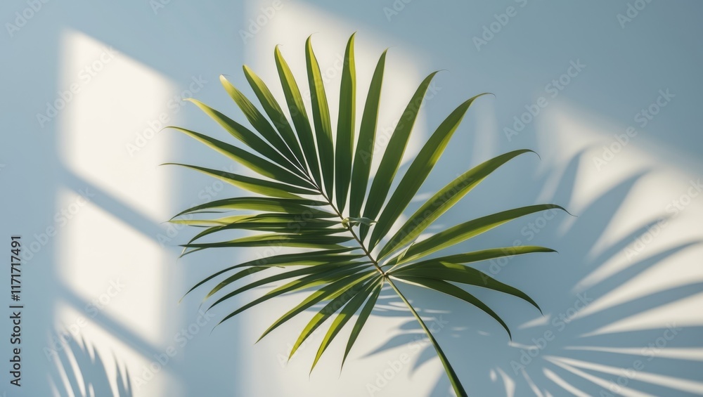 Abstract tropical palm leaf shadow on light backdrop Abstract tropical palm leaf shadow on light backdrop