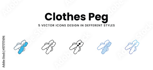 Clothes Peg icons different style vector stock illustration
