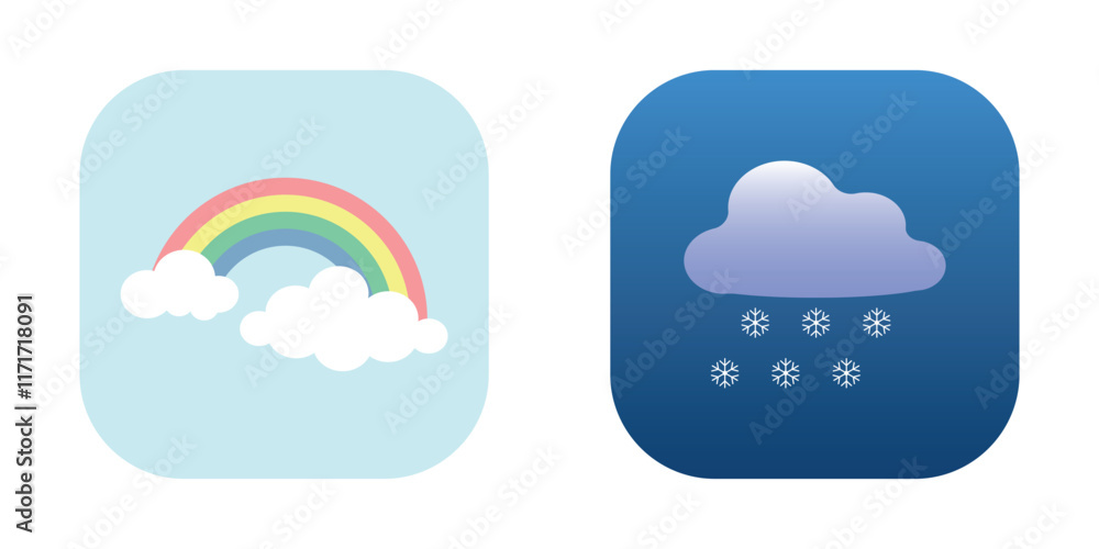 Weather forecast. Climate. Rain. Bad weather. Sunny. Rainbow. Vector. Illustration Weather forecast. Climate. Rain. Bad weather. Sunny. Rainbow. Vector. Illustration
