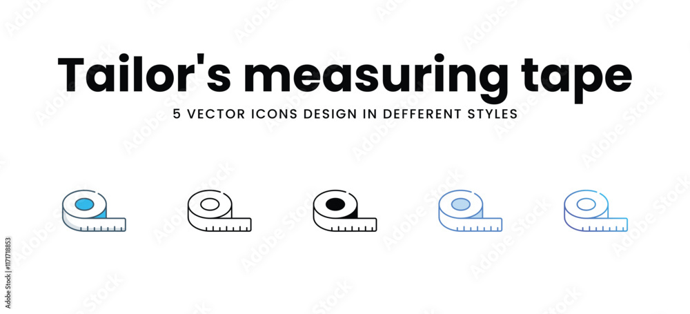 Tailor's measuring tape icons different style vector stock illustration Tailor's measuring tape icons different style vector stock illustration