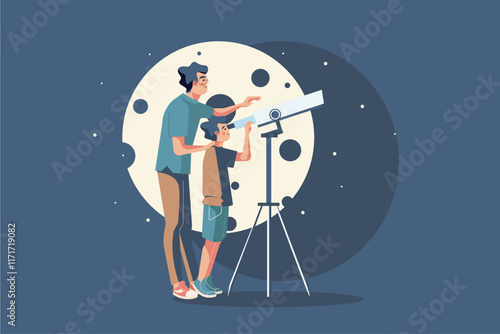 A heartwarming vector illustration of a father and son spending time together