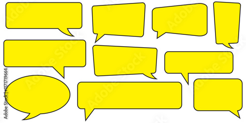 Message comments chat box. Collection of speech bubbles, text boxes and conversation chats in comics. Vector set of speech bubbles. Yellow speech bubble chat box icon set. 