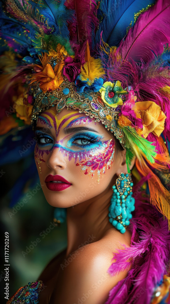 Brazilian Carnival Beauty with Floral and Feather Accents Brazilian Carnival Beauty with Floral and Feather Accents