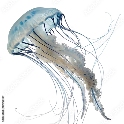 Obraz Blue jellyfish isolated on the transparent background. Marine creature