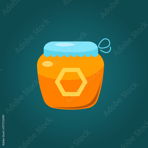 A jar of honey. Game UI icon design. Flat style. Vector illustration.