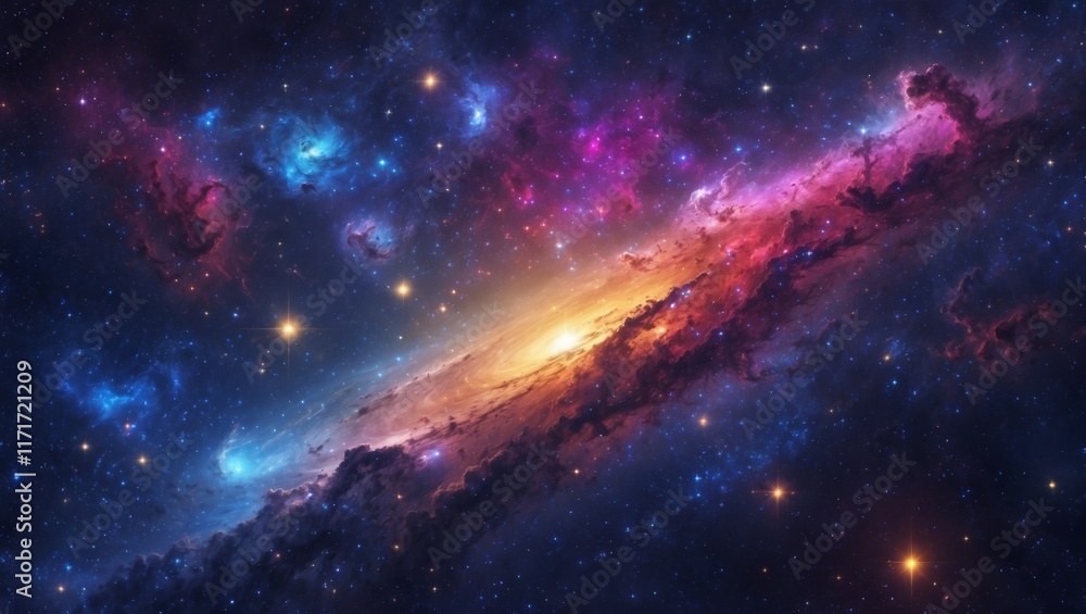 Fototapeta premium Colorful cosmic nebula and starry night sky