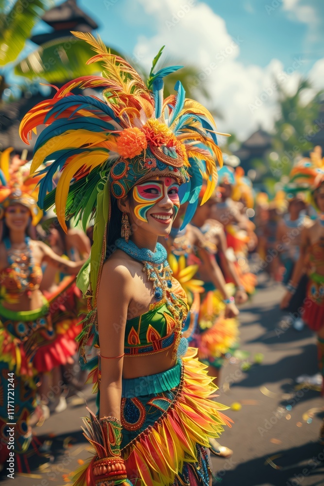 Vibrant festival celebration with dancers in colorful costumes, showcasing rich cultural traditions and joy. Vibrant festival celebration with dancers in colorful costumes, showcasing rich cultural traditions and joy.