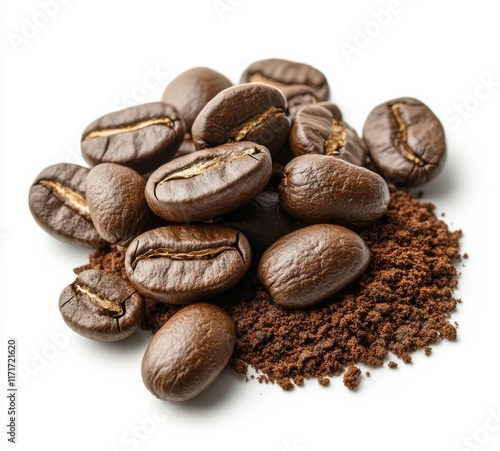 Dark roasted coffee beans and ground coffee blend for brewing and flavor enjo...