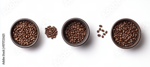Coffee beans displayed with a cup of brewed coffee for an inviting morning ex...