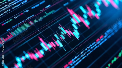 Wallpaper Mural A detailed shot of a digital stock market chart showing the decline in prices following a crash. 3D bear market illustration. Torontodigital.ca