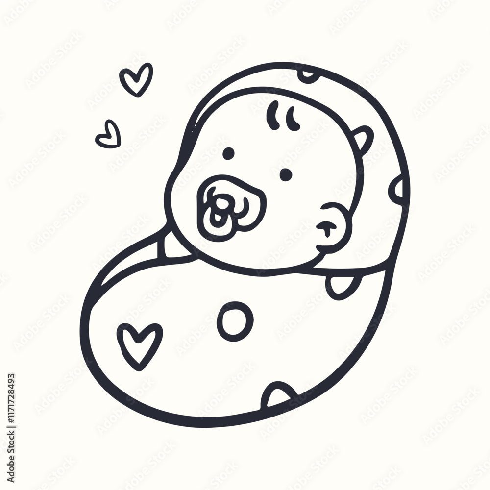Doodle baby essentials cute baby in swaddle Doodle baby essentials cute baby in swaddle