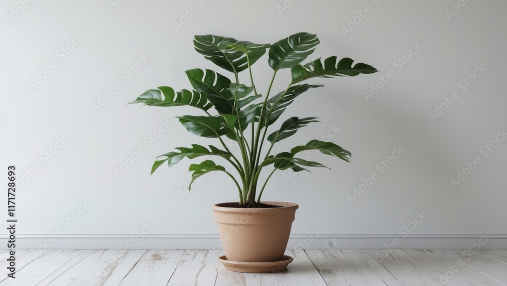 Fototapeta premium Houseplant in a pot on white background