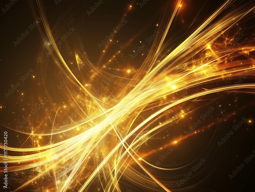 Fototapeta premium Golden Abstract Light Streaks and Glowing Particles