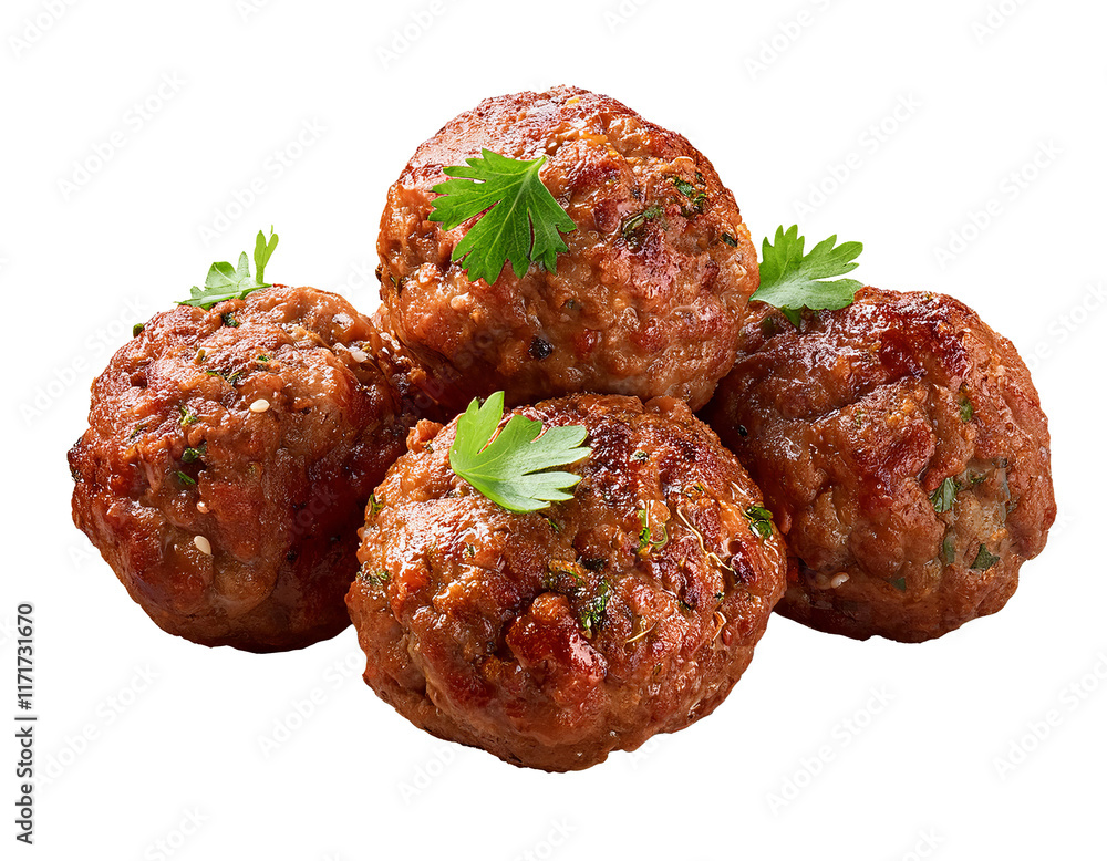 Spicy meatballs isolated on transparent background Spicy meatballs isolated on transparent background