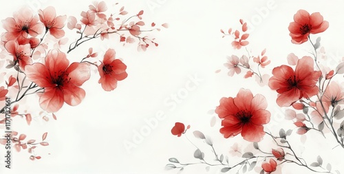 Blossoming pink flowers add beauty to a serene spring background filled with ...